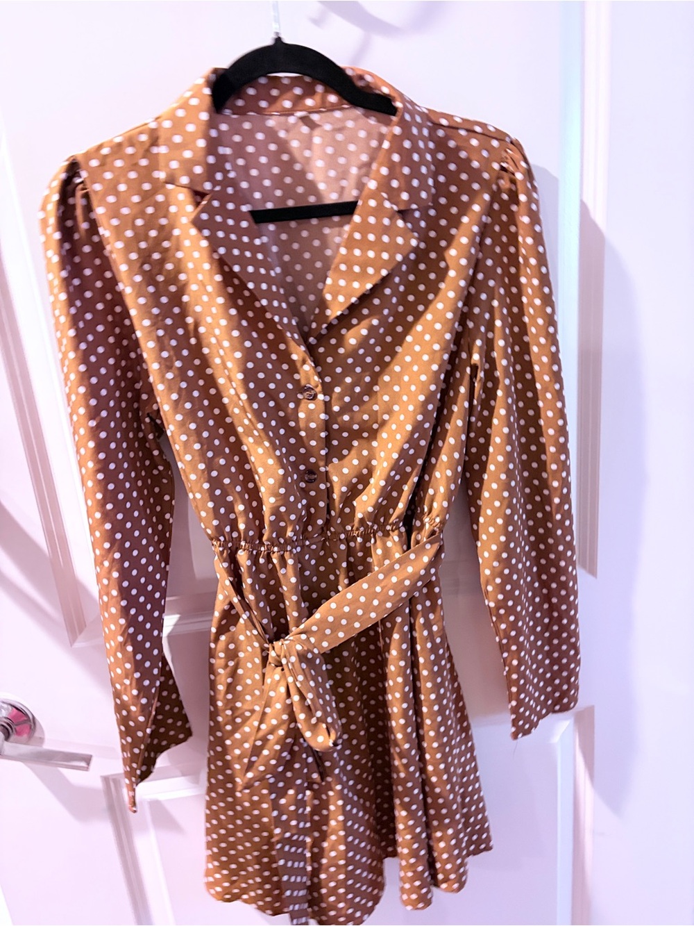 Polka Dot Wrap Dress - Brown